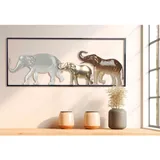 Casablanca modernes Design Wandrelief Savanne, Metall, Elefantenmotiv, glänzend, braun/goldfarben/grau, 25x61x2 cm