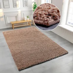 Hochflor-Teppich »Viva«, rechteckig, 45 mm Höhe, Uni Farben, einfarbig, besonders weich und kuschelig, 25127039-3 braunmelange 45 mm