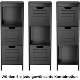 Costway Badezimmerschrank mit 2 Schubladen 30 x 135 x 30 cm Schwarz