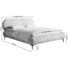 Selsey Polsterbett grau ¦ Maße (cm): B: 213 H: 96