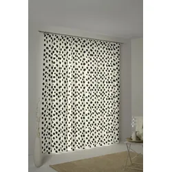 Vorhang ADAM "Dots", weiß (naturweiß, schwarz), B:145cm H:145cm, Jacquard, Baumwolle (Bio-Baumwolle), Leinen, Gardinen, nachhaltige Materialien