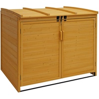 Mendler XL 2er-/4er-Mülltonnenverkleidung HWC-H75b, Mülltonnenbox, erweiterbar 138x138x105cm Holz FSC®-zertifiziert ~ braun