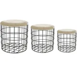 Hti-Living Aufbewahrungskorb Metall mit Samtdeckel 38 x 38 x 38 cm beige