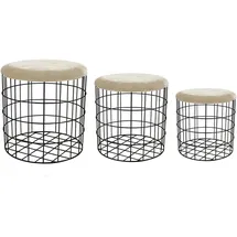 Hti-Living Aufbewahrungskorb Metall mit Samtdeckel 38 x 38 x 38 cm beige