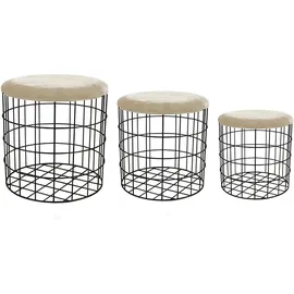 Hti-Living Aufbewahrungskorb Metall mit Samtdeckel 38 x 38 x 38 cm beige