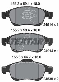 Textar Bremsbelagsatz, Scheibenbremse [Hersteller-Nr. 2491401] für Dacia, Mitsubishi, Nissan, Renault