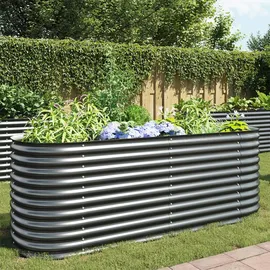 vidaXL Garten-Hochbeet verzinkter Stahl 240 x 80 x 81 cm Grau