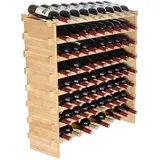 Vevor Weinregal Weinständer für 72 Flaschen, BambusßFlaschenregal mit 8 Fächern, Stapelbar Vintage Weinständer Metall für Keller, Bar, Lagerraum usw. Flaschenhalter Weinflaschenregal 80 kg Belastbar