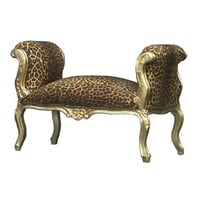 Casa Padrino Barock Schemel Hocker Leopard/Gold / Sitzbank