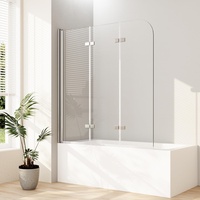 Boromal Duschwand für Badewanne, 130x140cm(BxH) 3-teilig faltbar Badewannenaufsatz Badewannenfaltwand Duschwand Faltwand Duschabtrennung für Badewanne mit 6mm NANO Sicherheitsglas