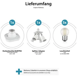 ledscom.de Elektra 5-flammig 5x E27 warmweiß