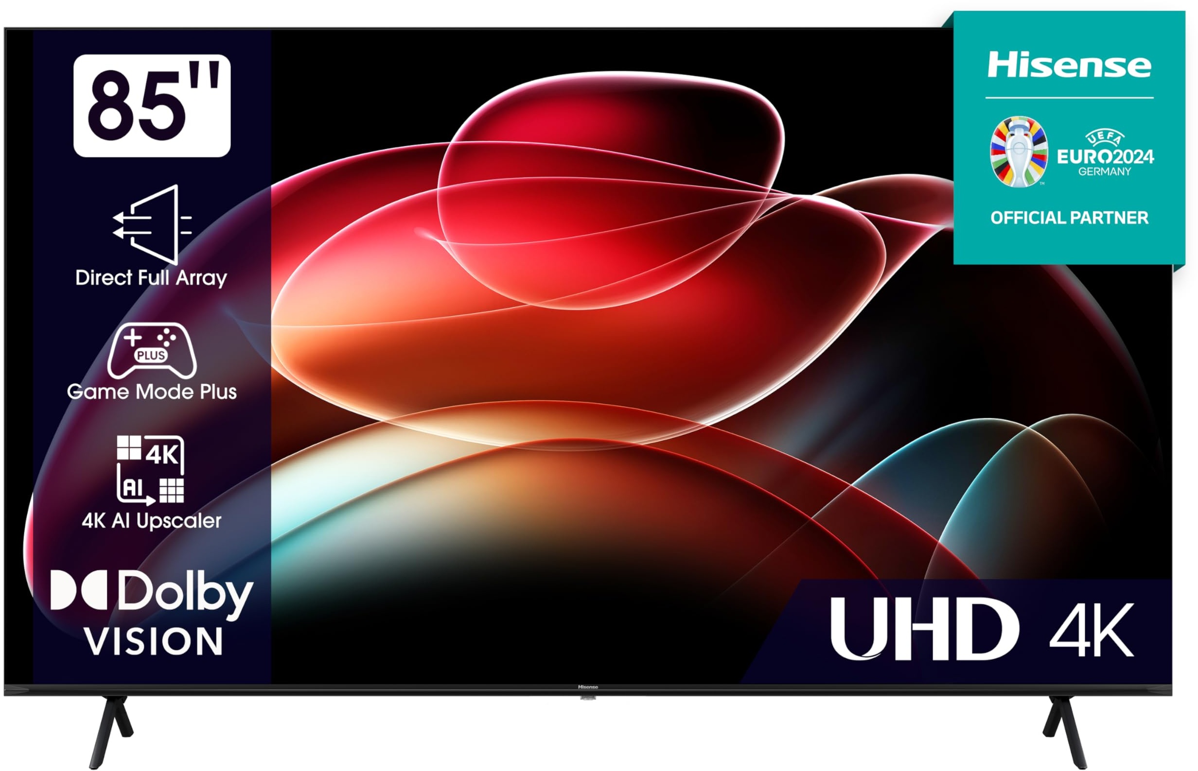 Hisense 85E6KT 215 cm (85 Zoll) Fernseher, 4K UHD, HDR, Dolby Vision, Triple Tuner DVB-C/S/ S2/ T/ T2, Smart-TV, Bluetooth, WiFi, Alexa Built-In, DTS Virtual X, Hotel Mode, Schwarz