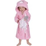 WeWo Fashion Kinderbademantel 8024, Wewo fashion, für Mädchen & Jungen, mit niedlicher Kapuze rosa 122/128 - 74 cm