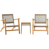 vidaXL 3-tlg. Bistro-Set Beige Poly Rattan und Massivholz Akazie