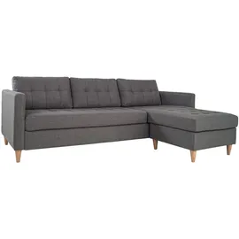 VCM Marino Sofa, Chaiselongsofa Rechts oder Links Gewendet in hellgrauen Stoff mit Holzbeinen.