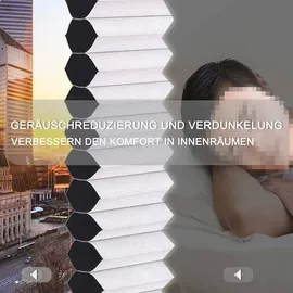 Woltu Wabenplissee ohne Bohren Verdunklung Thermo Doppelplissee Klemmfix Zweifarbig, Plissee Faltrollo Sonnen-, Sicht- & Schallschutz, Jalousie Plisseerollo für Fenster & Tür