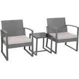 Svita LOIS L Poly Rattan Sitzgruppe Gartenmöbel Garnitur Tisch Sessel Set Grau