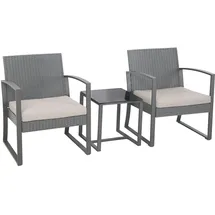 Svita LOIS L Poly Rattan Sitzgruppe Gartenmöbel Garnitur Tisch Sessel Set Grau