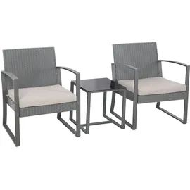 Svita LOIS L Poly Rattan Sitzgruppe Gartenmöbel Garnitur Tisch Sessel Set Grau