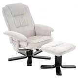 Idimex Relaxsessel Charly Kord 76 x 87 x 61 cm Weiß/Schwarz mit Hocker