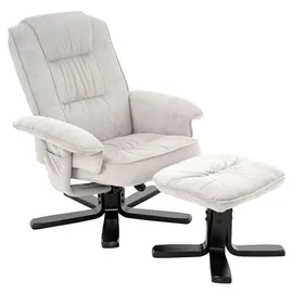Idimex Relaxsessel Charly Kord 76 x 87 x 61 cm Weiß/Schwarz mit Hocker