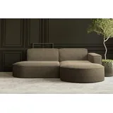 Kaiser Ecksofa, Sofa L form, Couch L form MODENA L STUDIO stoff Neve Braun Rechts