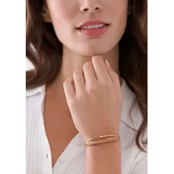 Armband FOSSIL "JEWELRY, JF04472791", rosa (roségoldfarben, nude), Armbänder, Damen, Edelstahl-Leder, Edelstahl, Leder