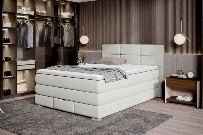 Boxspringbett Rita 100 x 200 cm Stoff Silver