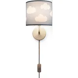 Paco Home Wandlampe Kinderzimmer Stofflampenschirm Rund Wandleuchte Mond Sterne E14 Mit Stecker Und Kabel