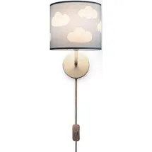 Paco Home Wandlampe Kinderzimmer Stofflampenschirm Rund Wandleuchte Mond Sterne E14 Mit Stecker Und Kabel