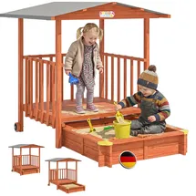 Spielwerk® Sandkasten Merle mit Dach braun