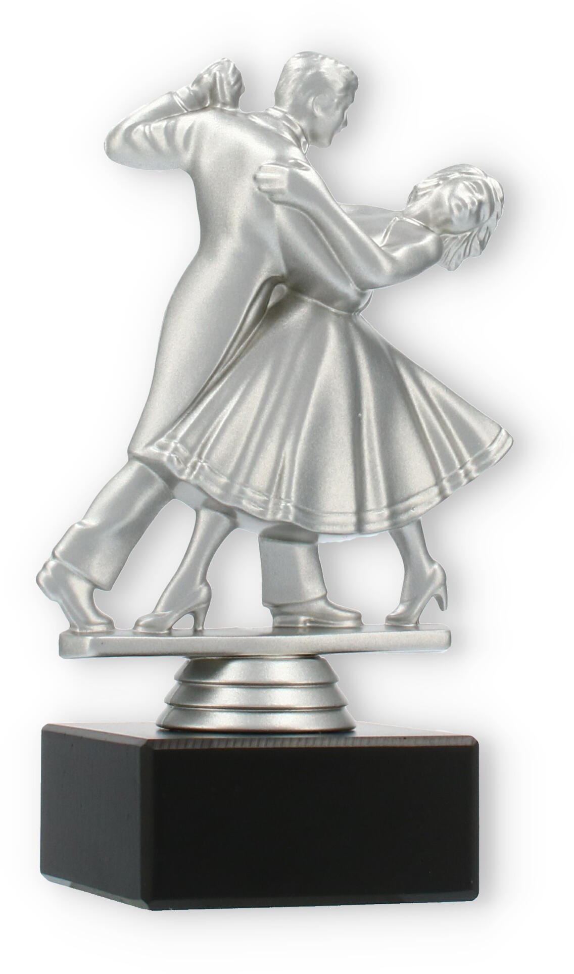 Pokal Kunststofffigur Tanzpaar silbermetallic auf schwarzem Marmorsockel 15,6cm