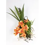 Seidenblumen Roß Orchideen Wandhänger 40x22cm orange GA künstliche Orchidee Blumen Kunstblumen