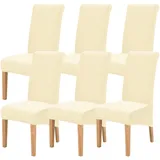 FXKS Stuhlhussen 6er Set,Stretch Stuhlhussen,Waschbar Abnehmbare High Back Chair Protector Covers,Velvet Stuhlhussen für Bankett Dining Room Restaurant Familie Dekoration (Beige)