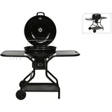 PROGARDEN Grill mit Rädern und Beistelltisch Schwarz - Schwarz
