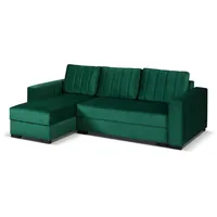 MEBLE-LUX - Ecksofa mit Schlaffunktion und Bettkasten Vera I Sofa L Form I Eckcouch mit Schlaffunktion I Universal Ecke (Rechts oder Links) I Sofa Grün