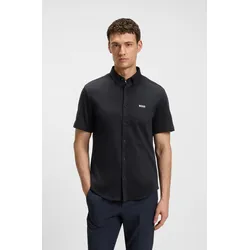 Kurzarmhemd BOSS GREEN "B Motion S", Herren, Gr. XXL, N-Gr, blau (dunkelblau402), Jersey, Obermaterial: 100% Baumwolle, unifarben, casual, regular fit hüftbedeckend, Kurzarm eingefasste Kante, Hemden, softe Baumwolle, Vier-Wege-Stretch, knitterfrei
