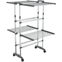 VidaXL Wäscheständer 2 Etagen mit Rollen 0,6 m silber