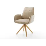 DELIFE Polsterstuhl Zoa-Flex, Holzgestell kantig Natur Mikrofaser Beige Vintage Taschenfederkern beige|weiß