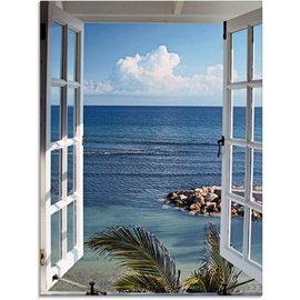 Artland Glasbild »Fenster zum Paradies«, Fensterblick, (1 St.), blau