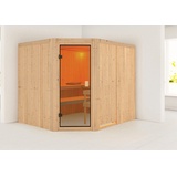 KARIBU Sauna »"Homa " mit bronzierter Tür naturbelassen«, mit integrierter Mineralwolldämmung beige