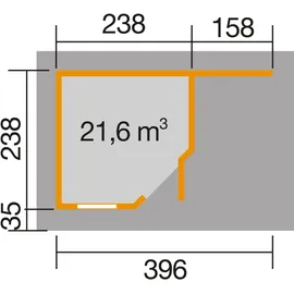 Weka Fides 2 3,90 x 2,40 m grau mit Anbau