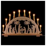 Dregeno Schwibbogen natur Christi Geburt, Krippen-Motiv, elektrisch beleuchtet, von DREGENO SEIFFEN 67,5 cm – Original erzgebirgische Handarbeit