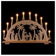Dregeno Schwibbogen natur Christi Geburt, Krippen-Motiv, elektrisch beleuchtet, von DREGENO SEIFFEN 67,5 cm – Original erzgebirgische Handarbeit