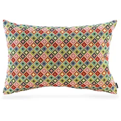 Dekokissen H.O.C.K. "Damla", bunt (bunt, gemustert), B:60cm L:40cm, Baumwolle, Polyester, Dekokissen_Sitzkissen_Kissenhüllen, mit kleinen Kreuzen, Kissenhülle mit Füllung, 1 Stück