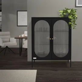ML-Design Vitrinenschrank 80 x 102,5 x 40 cm Schwarz
