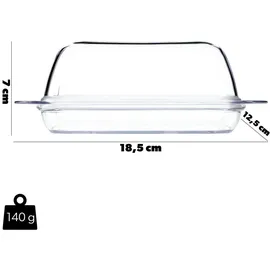 Kadax Butterdose aus Kunststoff, klare Butterschale mit Deckel und Griff, Butterbehälter, Butterschatz, spülmaschinenfest Transparent, Glas, 12.5x7x18.5 cm, Küchenzubehör, Vorratsbehälter, Butterdosen