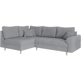 Home Affaire Ecksofa HOME AFFAIRE "CHARRE L-Form mit Ottomane, Maße B/T/H: 231/161/81 cm", grau, B:231cm H:81cm T:161cm, 92% Polyester, 8% Nylon, Sofas, Ecksofa, feine Steppung, lose Rücken- und Zierkissen, auch in Cord und Bouclé