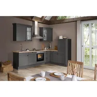 Impuls Eckküche IP 4250, Graphit, Metall, 4 Schubladen, L-Form, 290.0x185.4 cm, Made in Germany, seitenverkehrt erhältlich, vormontierter Korpus, Küchen, Eckküchen, Eckküchen ohne Geräte