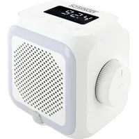 Steckdosenradio Bad-Radio Bluetooth Uhrzeit LED-Display Nachtlicht RGB weiß